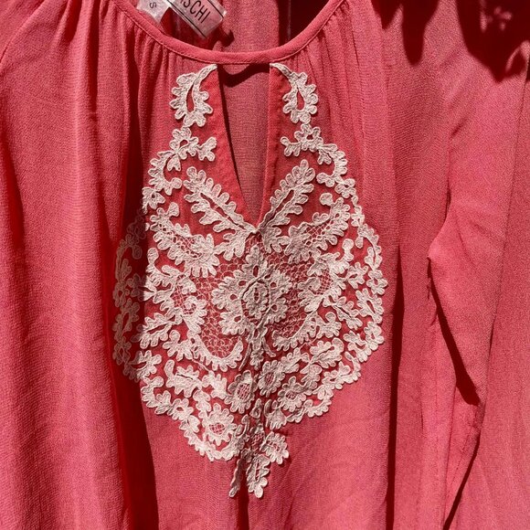 Anthropologie Yoana Baraschi Coral Embroidered Boho Peasant Blouse – Size S - Picture 2 of 5